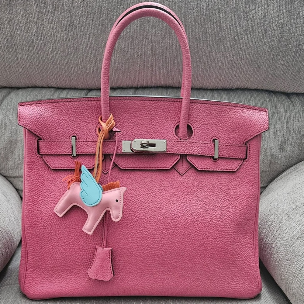 Pink Leather Satchel Handbag - Designer Style - Picture 4 of 16